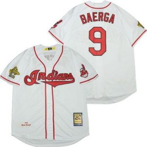 Cleveland Indians #9 Carlos Baerga White 1995 Cooperstown Throwback Cool Base Jersey