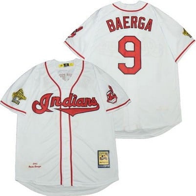 Cleveland Indians #9 Carlos Baerga White 1995 Cooperstown Throwback Cool Base Jersey