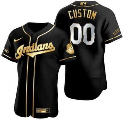 Cleveland Indians Customized Black Gold Authentic Jersey