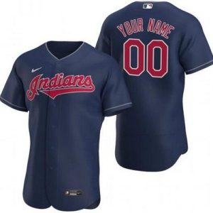 Cleveland Indians Customized Navy Authentic Jersey