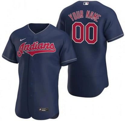 Cleveland Indians Customized Navy Authentic Jersey