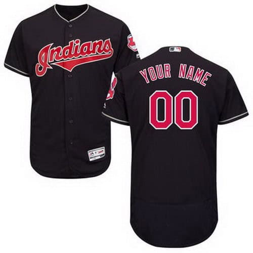 Cleveland Indians Customized Navy Blue FlexBase Jersey