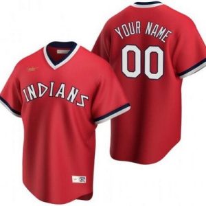 Cleveland Indians Customized Red Cooperstown Collection Cool Base Jersey