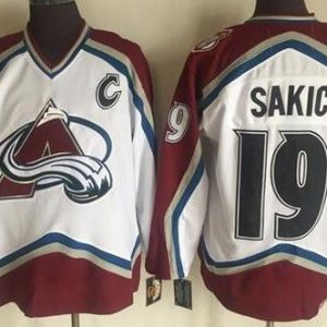 Colorado Avalanche #19 Joe Sakic White Throwback Jersey