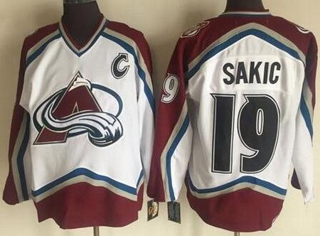 Colorado Avalanche #19 Joe Sakic White Throwback Jersey