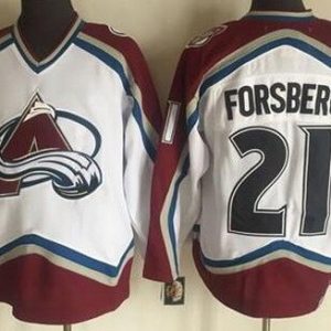 Colorado Avalanche #21 Peter Forsberg White Throwback Jersey