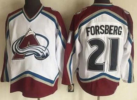 Colorado Avalanche #21 Peter Forsberg White Throwback Jersey