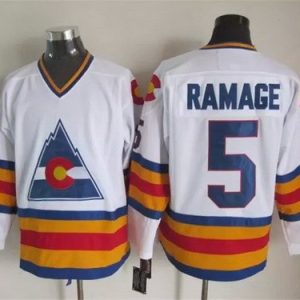 Colorado Avalanche #5 Rob Ramage White Throwback Jersey