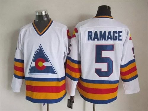 Colorado Avalanche #5 Rob Ramage White Throwback Jersey
