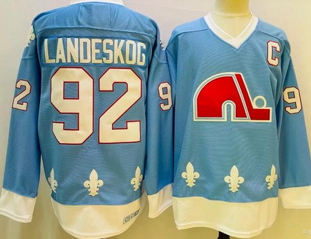Colorado Avalanche #92 Gabriel Landeskog Light Blue Throwback Jersey