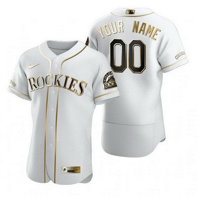 Colorado Rockies Customized White Gold 2020 FlexBase Jersey