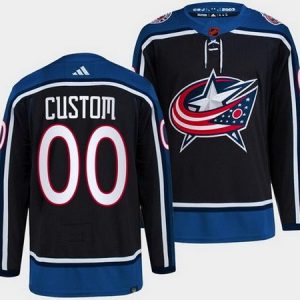 Columbus Blue Jackets Customized Black 2022 Reverse Retro Authentic Jersey