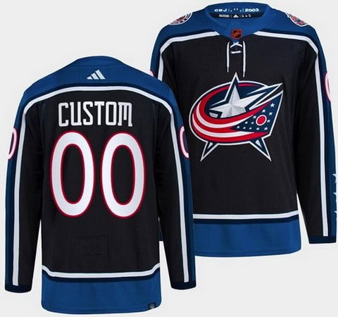Columbus Blue Jackets Customized Black 2022 Reverse Retro Authentic Jersey