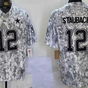 Dallas Cowboys #12 Roger Staubach Limited Arctic Camo 2024 Salute to Service Jersey