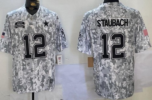 Dallas Cowboys #12 Roger Staubach Limited Arctic Camo 2024 Salute to Service Jersey