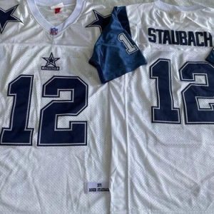 Dallas Cowboys #12 Roger Staubach White 1971 Throwback Jersey