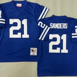 Dallas Cowboys #21 Deion Sanders Blue 1995 Throwback Jersey