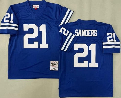 Dallas Cowboys #21 Deion Sanders Blue 1995 Throwback Jersey