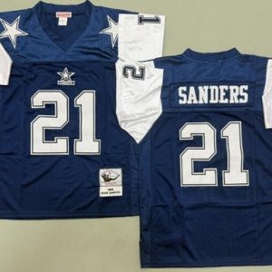 Dallas Cowboys #21 Deion Sanders Navy 1995 Throwback Jersey