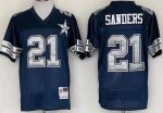 Dallas Cowboys #21 Deion Sanders Navy 25th Throwback Jersey