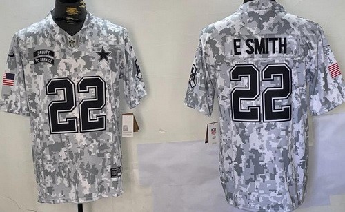 Dallas Cowboys #22 Emmitt Smith Limited Arctic Camo 2024 Salute to Service Jersey