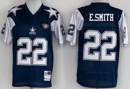 Dallas Cowboys #22 Emmitt Smith Navy 1992 Throwback Jersey