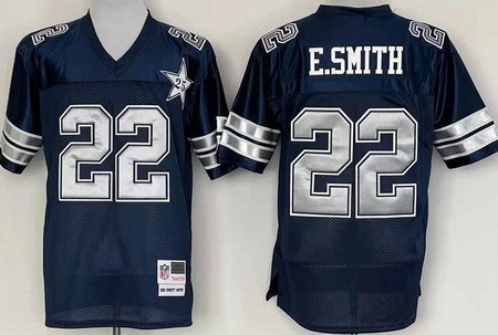 Dallas Cowboys #22 Emmitt Smith Navy 25th Throwback Jersey