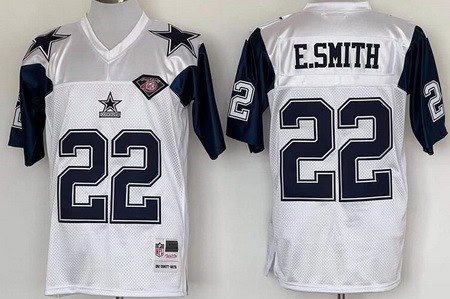 Dallas Cowboys #22 Emmitt Smith White 1992 Throwback Jersey