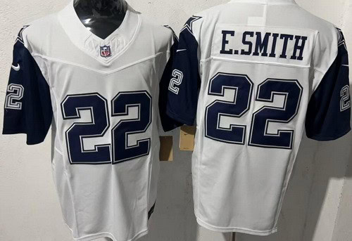 Dallas Cowboys #22 Emmitt Smith White Throwback FUSE Vapor Jersey