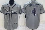 Dallas Cowboys #4 Dak Prescott Gray Baseball Jersey