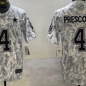 Dallas Cowboys #4 Dak Prescott Limited Arctic Camo 2024 Salute to Service Jersey