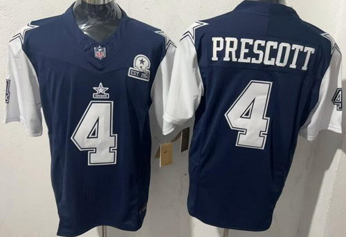 Dallas Cowboys #4 Dak Prescott Limited Navy Throwback FUSE Vapor Jersey