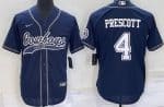 Dallas Cowboys #4 Dak Prescott Navy Baseball Jersey
