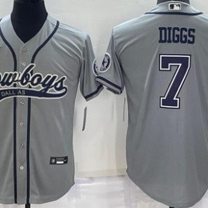 Dallas Cowboys #7 Trevon Diggs Gray Baseball Jersey