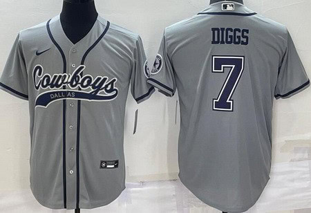 Dallas Cowboys #7 Trevon Diggs Gray Baseball Jersey