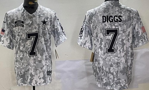 Dallas Cowboys #7 Trevon Diggs Limited Arctic Camo 2024 Salute to Service Jersey