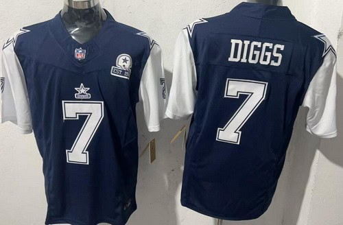 Dallas Cowboys #7 Trevon Diggs Limited Navy Throwback FUSE Vapor Jersey