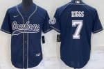 Dallas Cowboys #7 Trevon Diggs Navy Baseball Jersey