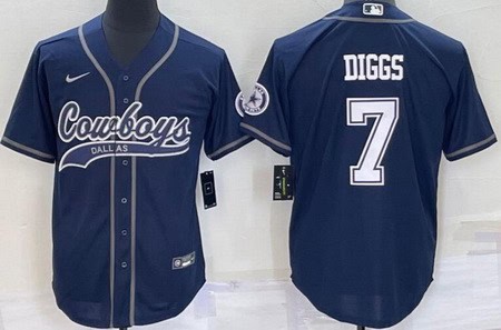 Dallas Cowboys #7 Trevon Diggs Navy Baseball Jersey
