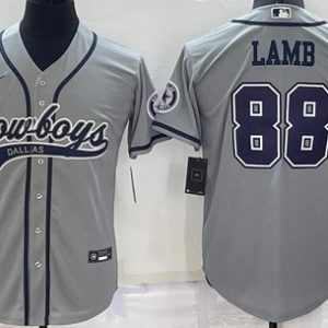 Dallas Cowboys #88 CeeDee Lamb Gray Baseball Jersey