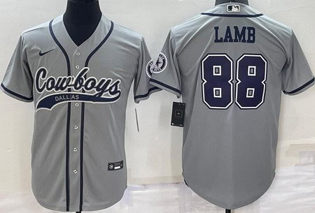 Dallas Cowboys #88 CeeDee Lamb Gray Baseball Jersey