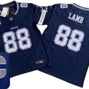 Dallas Cowboys #88 CeeDee Lamb Limited Navy Captain Patch FUSE Vapor Jersey