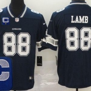 Dallas Cowboys #88 CeeDee Lamb Limited Navy Captain Patch Vapor Jersey