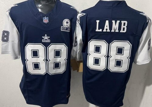 Dallas Cowboys #88 CeeDee Lamb Limited Navy Throwback FUSE Vapor Jersey