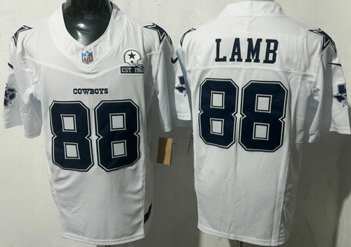 Dallas Cowboys #88 CeeDee Lamb Limited White Est 1960 Patch FUSE Vapor Jersey