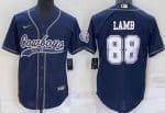 Dallas Cowboys #88 CeeDee Lamb Navy Baseball Jersey