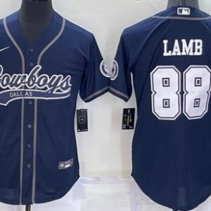 Dallas Cowboys #88 CeeDee Lamb Navy Baseball Jersey