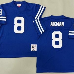 Dallas Cowboys #8 Troy Aikman Blue 1996 Throwback Jersey