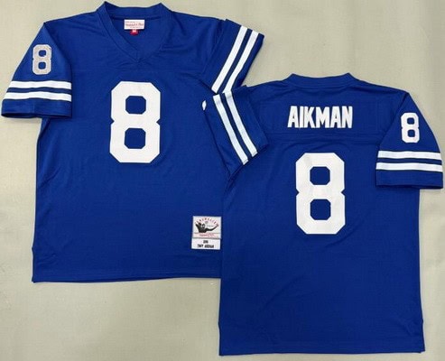 Dallas Cowboys #8 Troy Aikman Blue 1996 Throwback Jersey