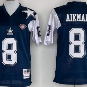 Dallas Cowboys #8 Troy Aikman Navy 1992 Throwback Jersey